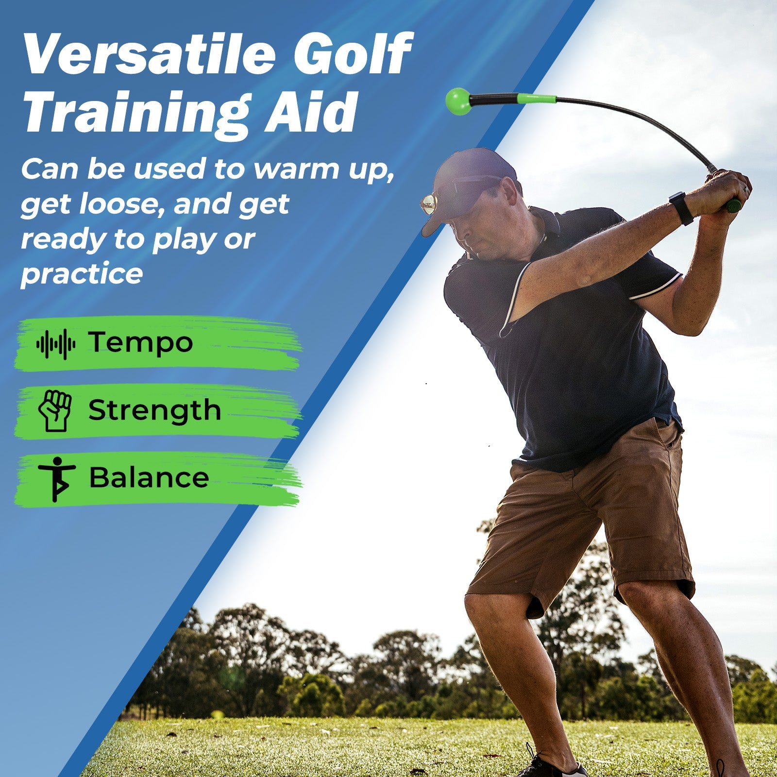 40 Inch Weighted Golf Swing Trainer Aid for Grip Rhythm Balance