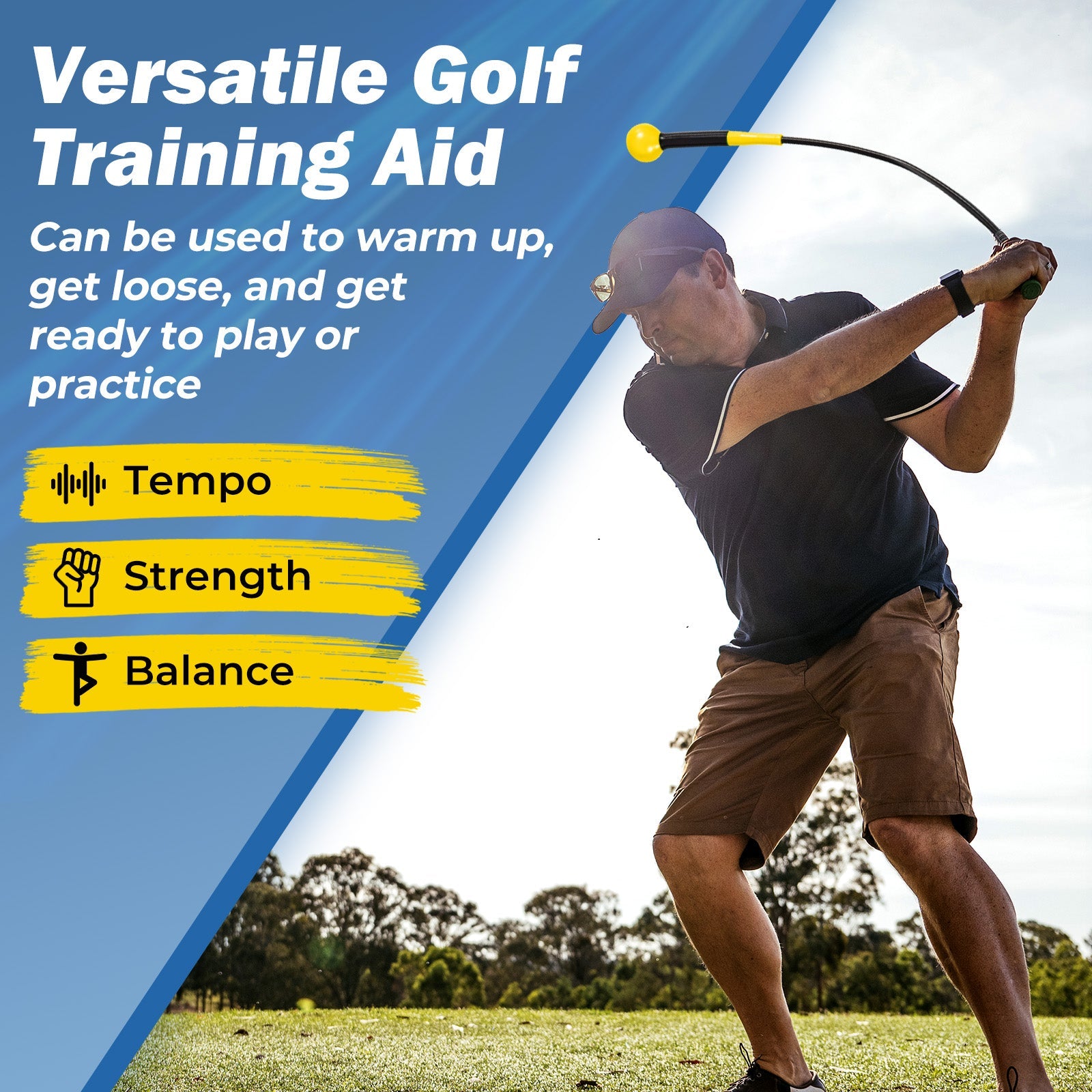 40 Inch Weighted Golf Swing Trainer Aid for Grip Rhythm Balance